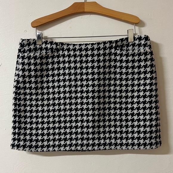 Vintage Gap Houndstooth Mini Skirt Black White Wool Blend Lined 8 Legally Blonde - Picture 1 of 9